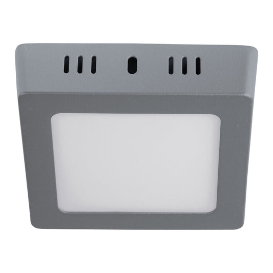 Luminario LED tipo plafón 6 W, cuadrado, luz de día, gris Caja con 4, 47446