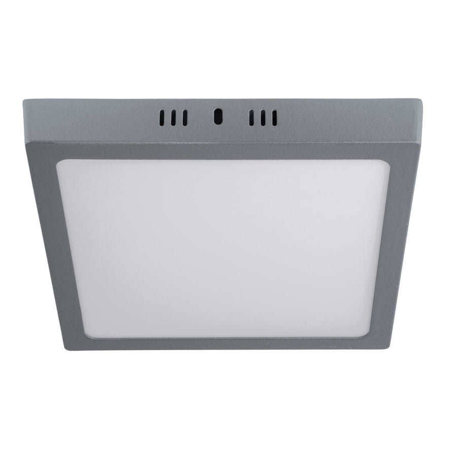 Luminario LED tipo plafón 18 W, cuadrado, luz de día, gris Caja con 2, 47448
