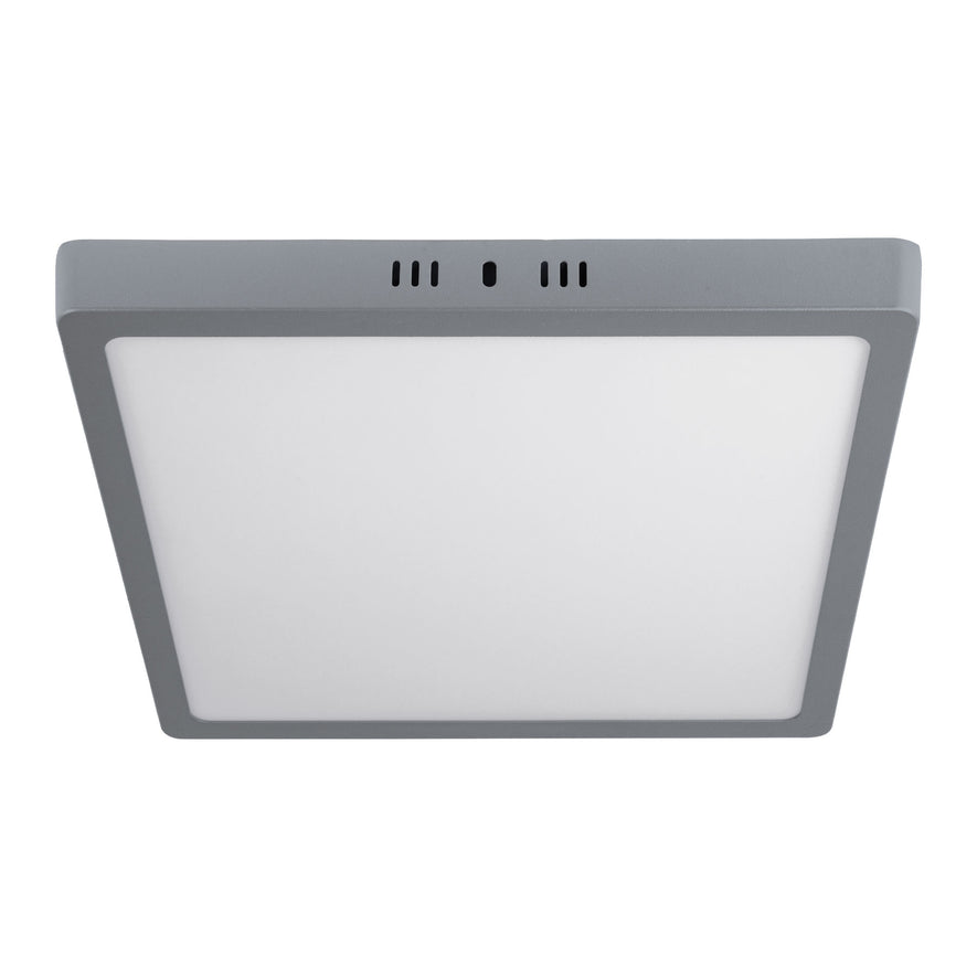 Luminario LED tipo plafón 24 W, cuadrado, luz de día, gris Caja con 2, 47449