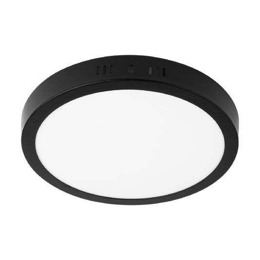 Luminario LED tipo plafón 18 W, redondo, luz de día, negro Caja con 2, 47397