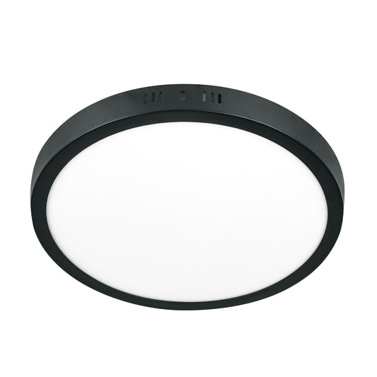 Luminario LED tipo plafón 24 W, redondo, luz de día, negro Caja con 2, 47398