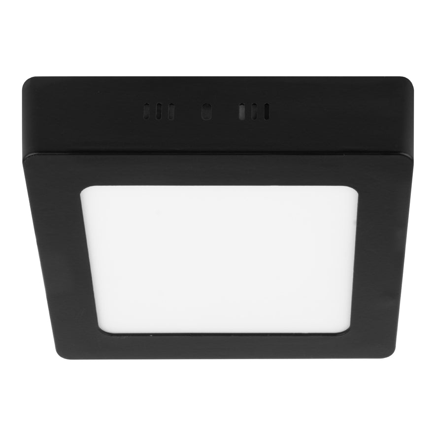 Luminario LED tipo plafón 6 W, cuadrado, luz de día, negro Caja con 4, 47415