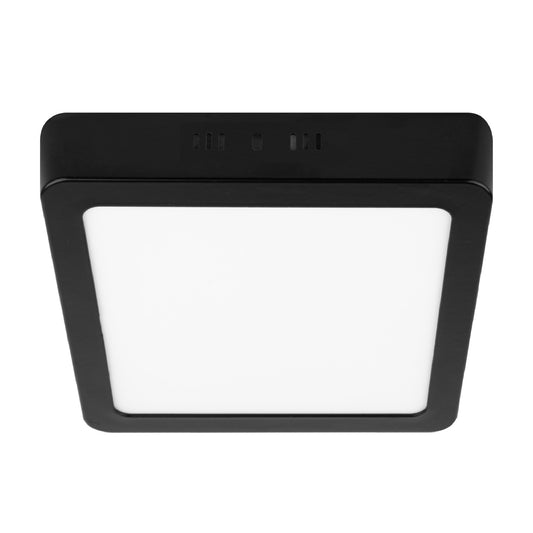 Luminario LED tipo plafón 12 W, cuadrado, luz de día, negro Caja con 4, 47416