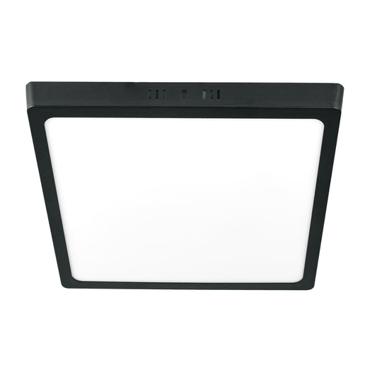 Luminario LED tipo plafón 24 W, cuadrado, luz de día, negro Caja con 2, 47418