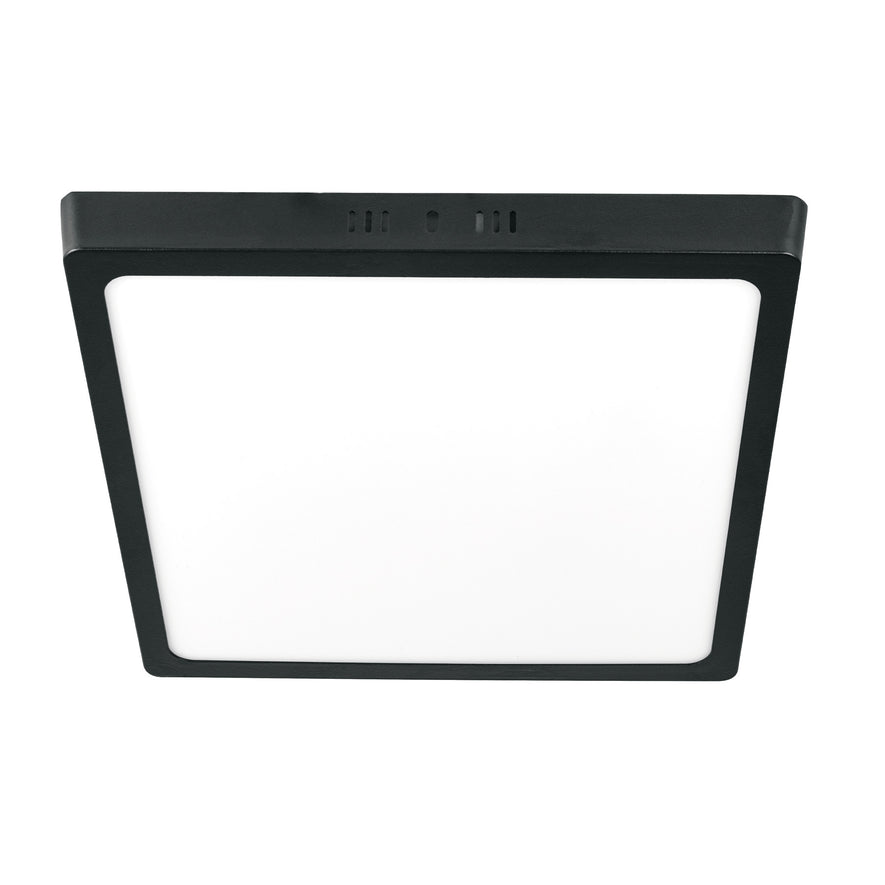 Luminario LED tipo plafón 24 W, cuadrado, luz de día, negro Caja con 2, 47418