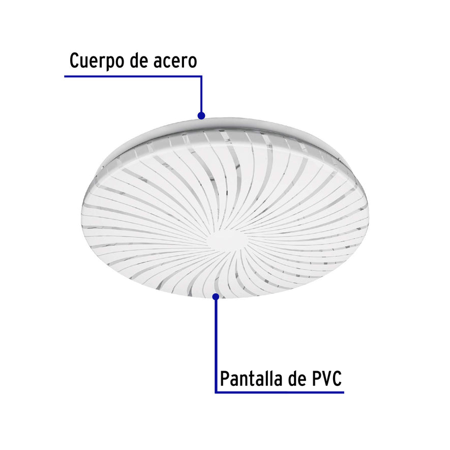Luminario LED 15W plafón decorativo espiral luz de día,BASIC Caja con 2, 46016