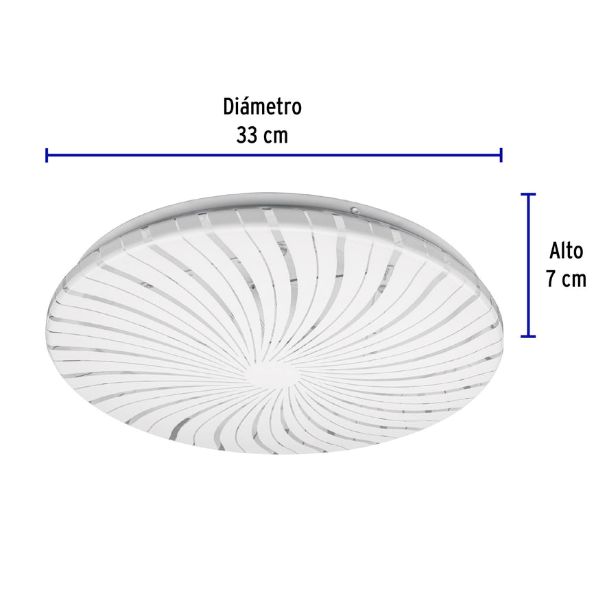 Luminario LED 18W plafón decorativo espiral luz cálida,BASIC Caja con 2, 48210