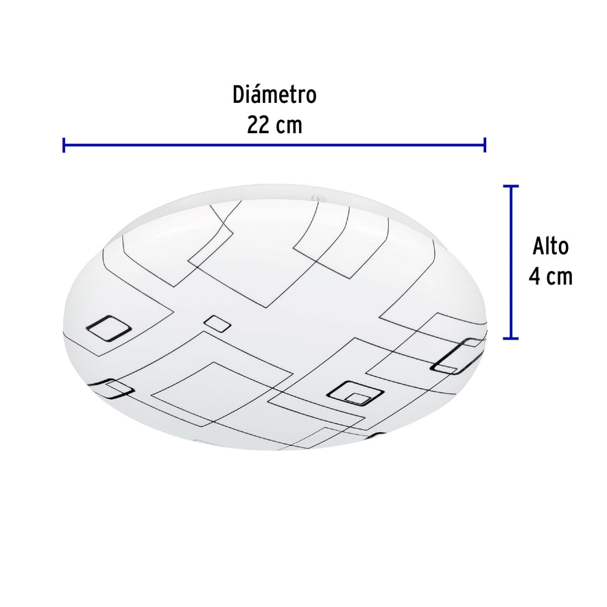 Luminario LED 8W plafón decorativo cuadros luz de día,BASIC Caja con 2, 43176