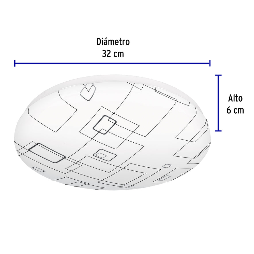 Luminario LED 18W plafón decorativo cuadros luz de día,BASIC Caja con 2, 43178