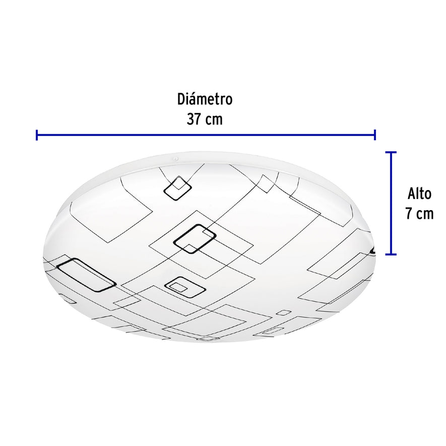 Luminario LED 22W plafón decorativo cuadros luz de día,BASIC Caja con 2, 43179