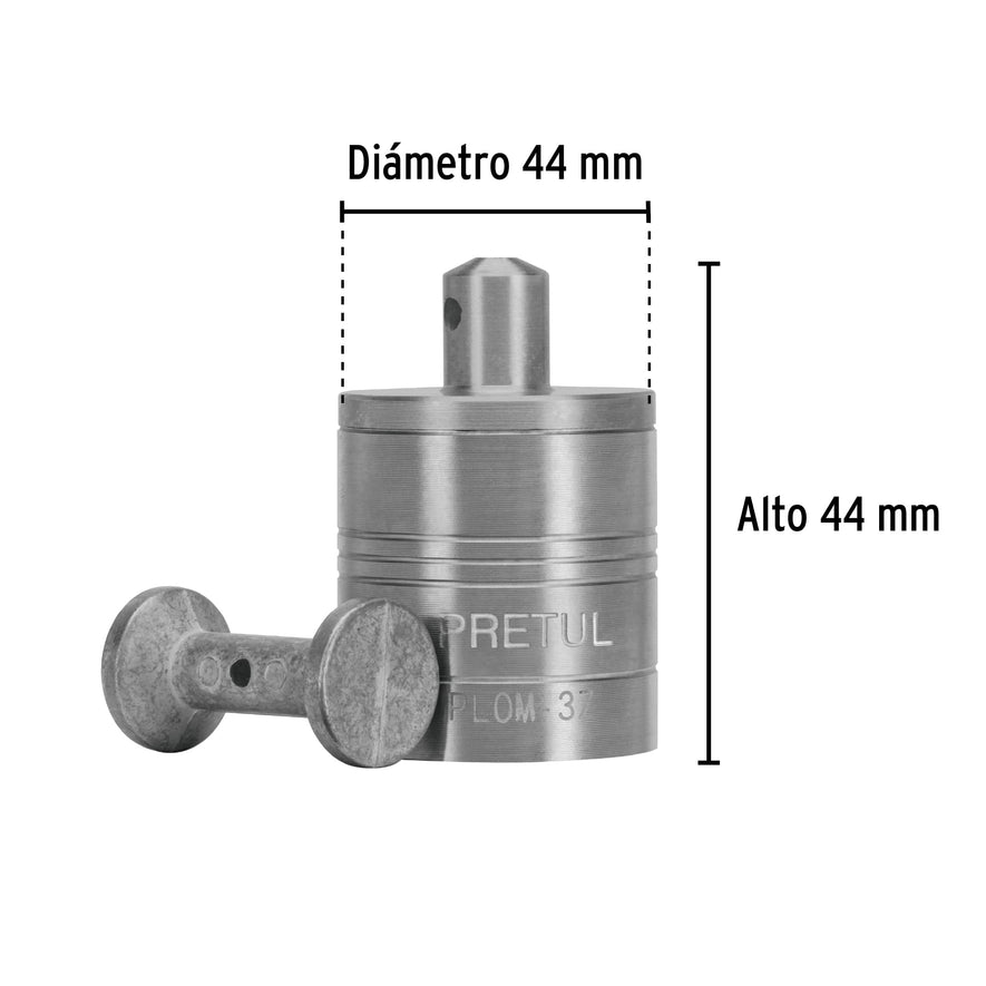 Plomada metálica de 340 g con centro, Pretul Caja con 6, 22463