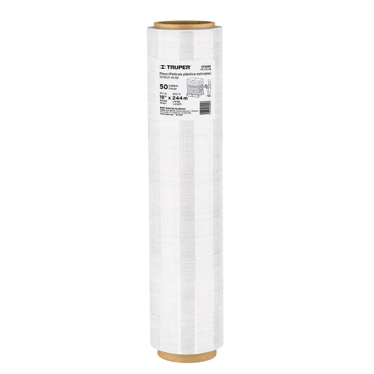 Rollo de 244 m película plástica estirable ancho 18' cal 50 Caja con 4, 101689