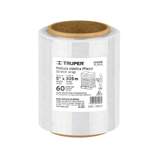 Rollo de 305 m película plástica estirable ancho 5' cal 60 Caja con 8, 101688
