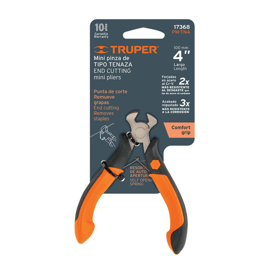 Mini pinza tipo tenaza 4' mango Comfort Grip, Truper Caja con 6, 17368