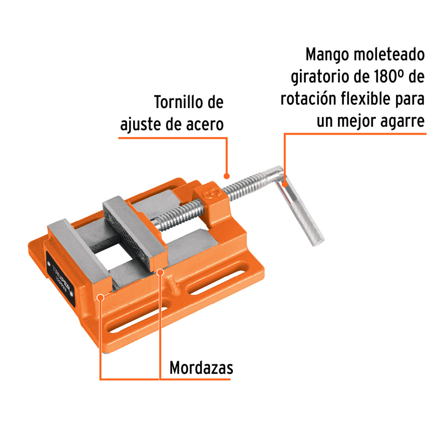 Prensa morsa plana, apertura 3' (75 mm), Truper, 102933