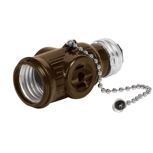 Portalámpara de baquelita, cadena y doble contacto, Volteck Caja con 20, 46512