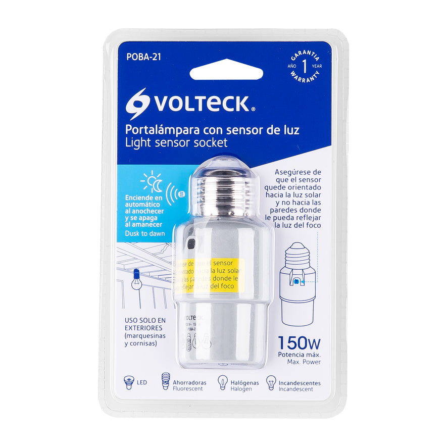 Portalámpara con sensor de luz, Volteck Caja con 4, 46534