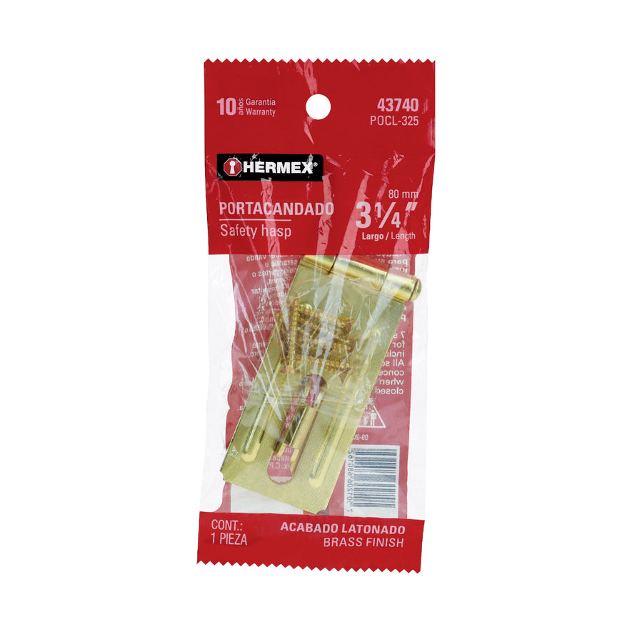 Portacandado de acero latonado 3-1/4', Hermex Caja con 6, 43740