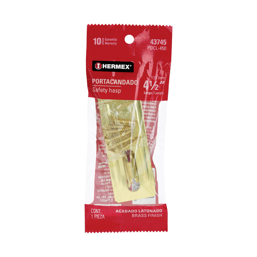 Portacandado de acero latonado 4-1/2', Hermex Caja con 6, 43745