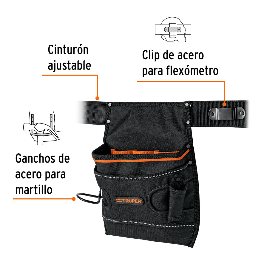 Porta herramientas de poliéster, 7 compartimentos, Truper Caja con 2, 15312