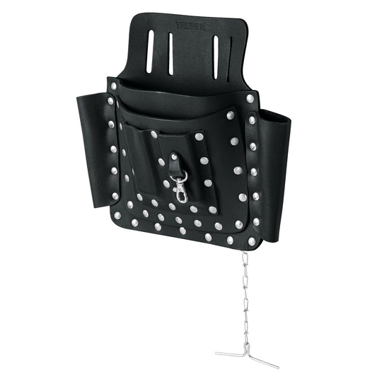 Porta herramientas de cuero con 8 compartimentos, Truper Caja con 4, 11511