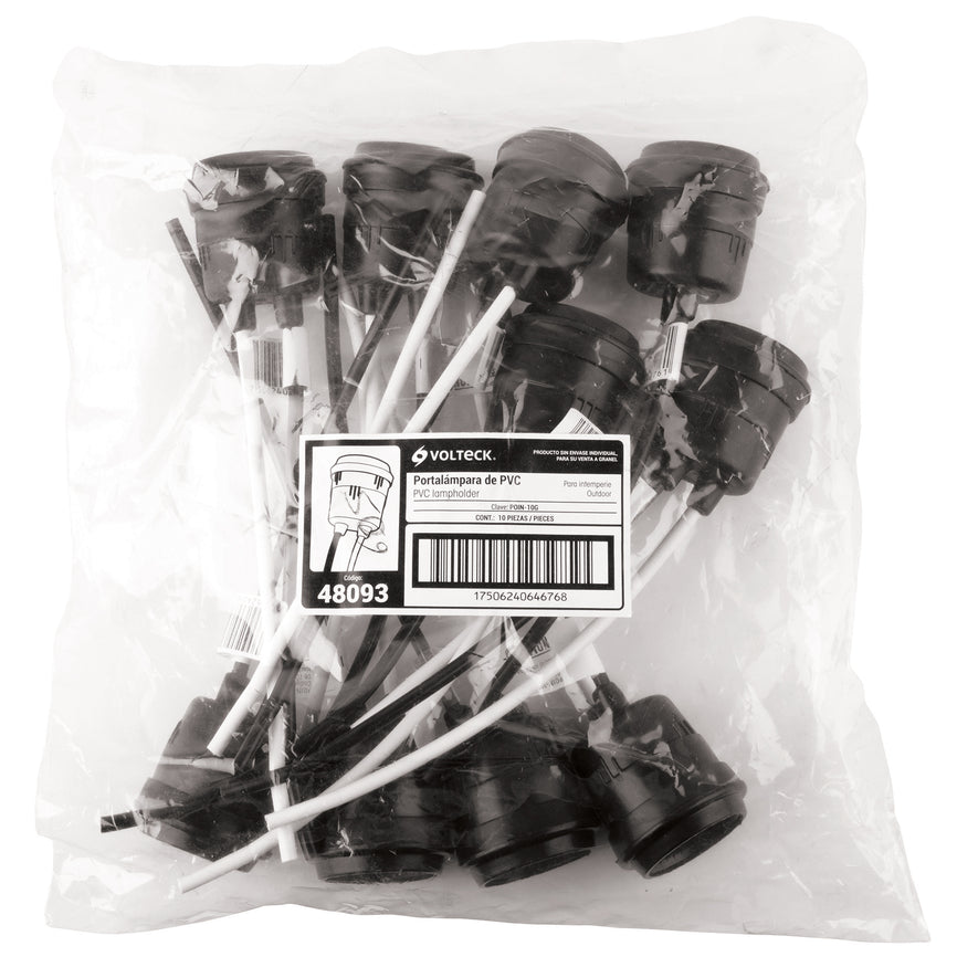 Portalámpara de PVC para intemperie, a granel, Volteck Caja con 20, 48093
