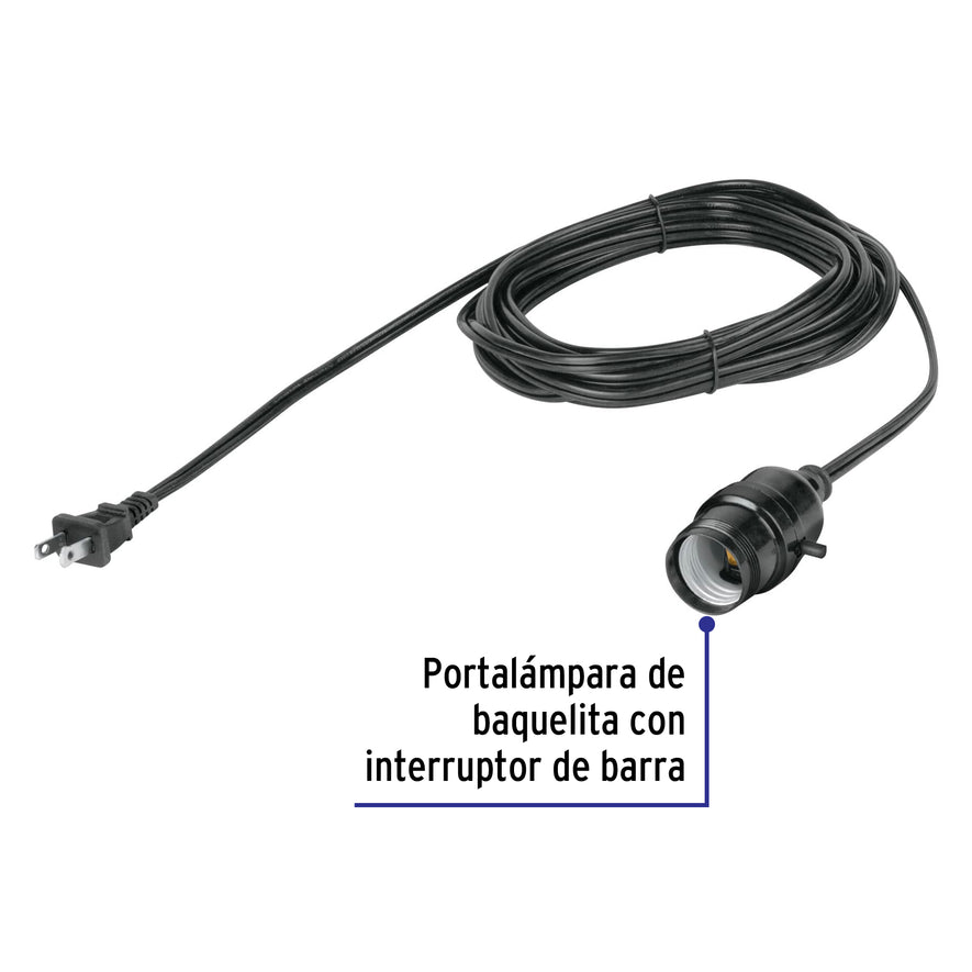 Portalámparas con cable de 6 m, Volteck Caja con 6, 47143
