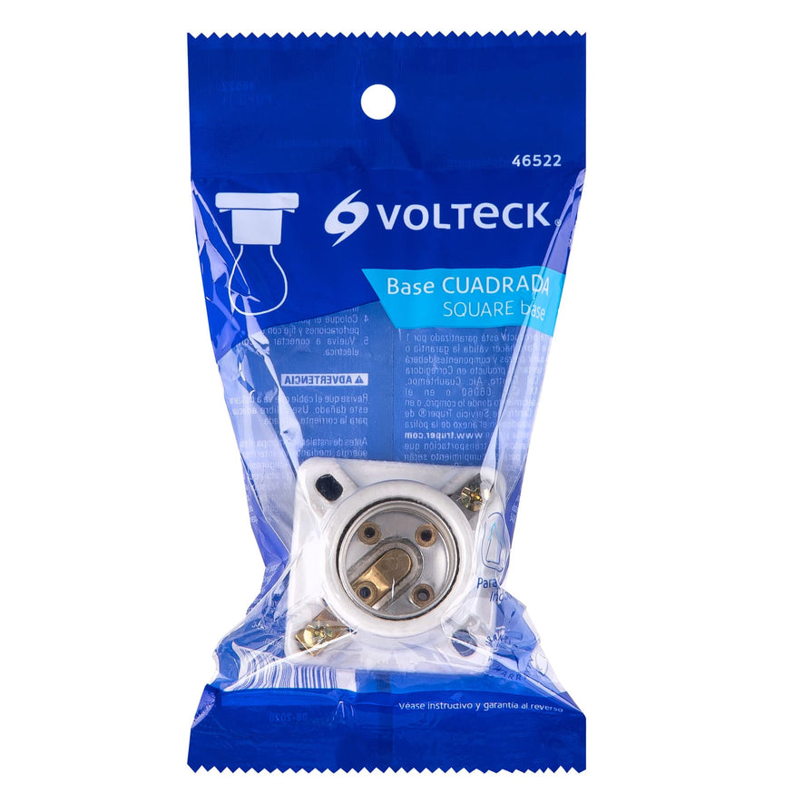 Portalámpara de porcelana, cuadrado, Volteck Caja con 10, 46522