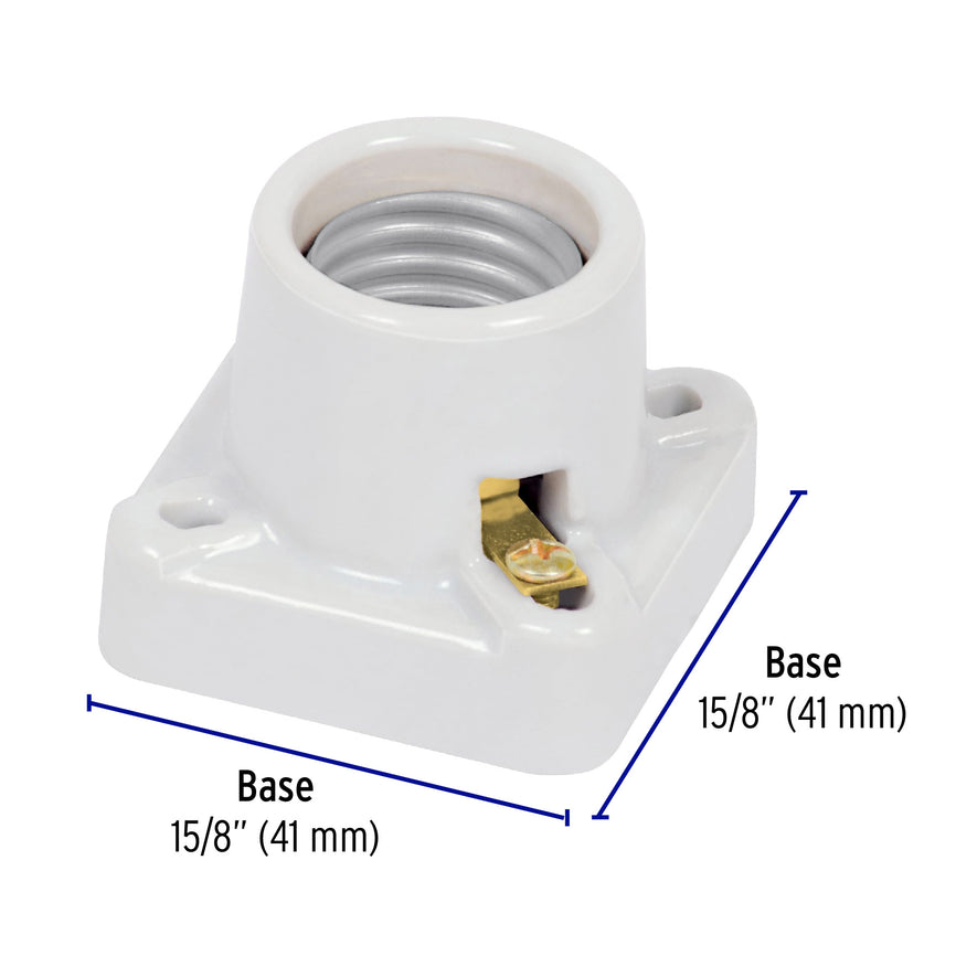 Portalámpara de porcelana, cuadrado, Volteck Caja con 10, 46522