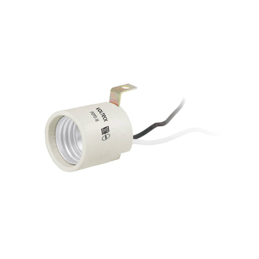 Portalámpara de porcelana, soporte tipo escuadra, Volteck Caja con 10, 46529