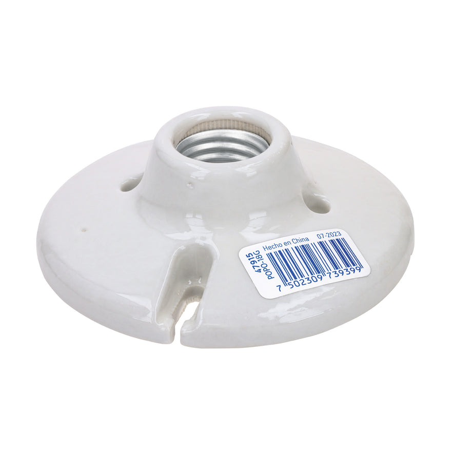 Portalámpara de porcelana, 4-1/2', redonda, a granel Volteck Caja con 50, 47915