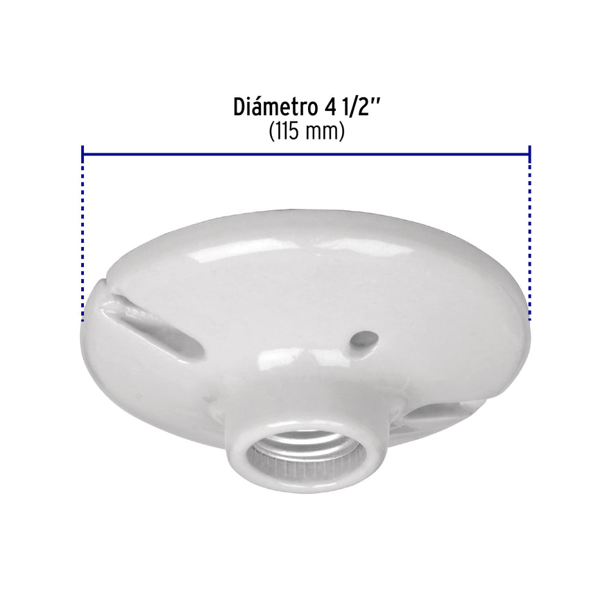 Portalámpara de porcelana, 4-1/2', redonda, a granel Volteck Caja con 50, 47915