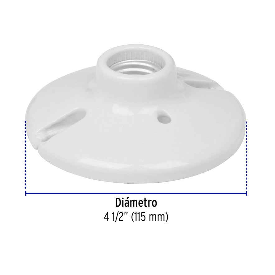 Portalámpara de porcelana, 4-1/2', redonda, Volteck Caja con 12, 46524