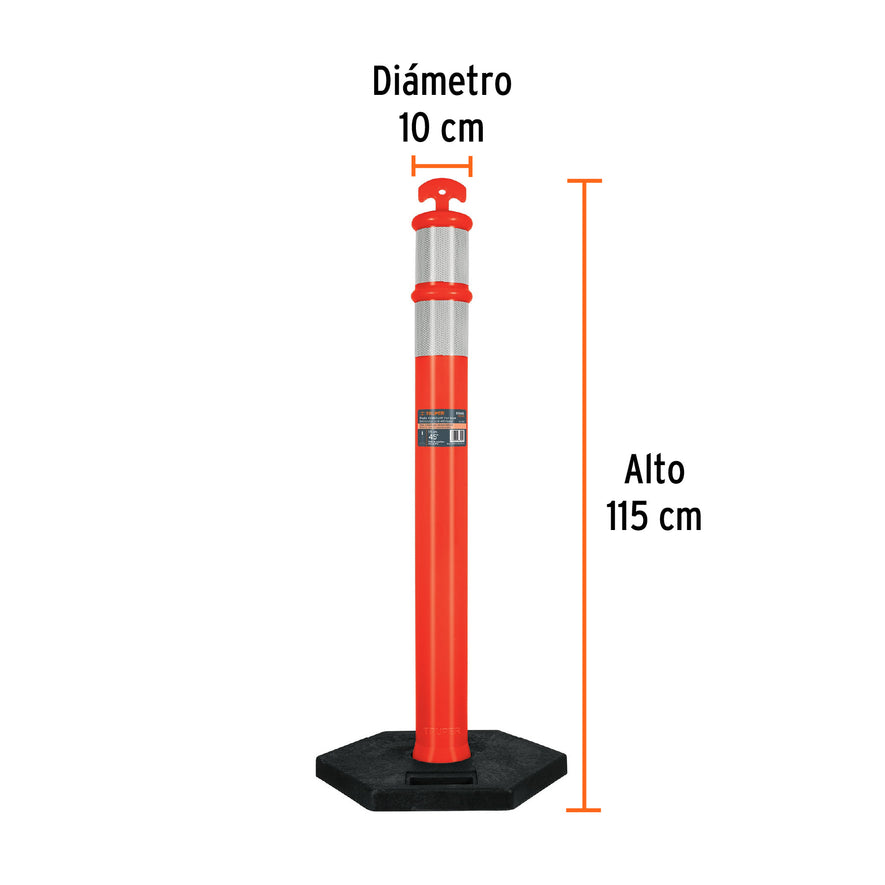 Poste delimitador de 115 cm de alto con base y reflejante, 101666