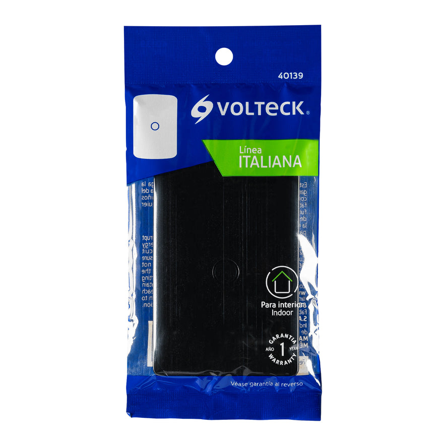 Placa ciega, Italiana, color negro, Volteck Caja con 12, 40139