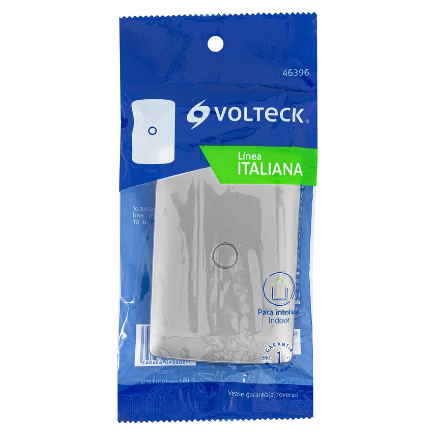 Placa de ABS ciega, línea italiana, color plata, Volteck Caja con 12, 46396