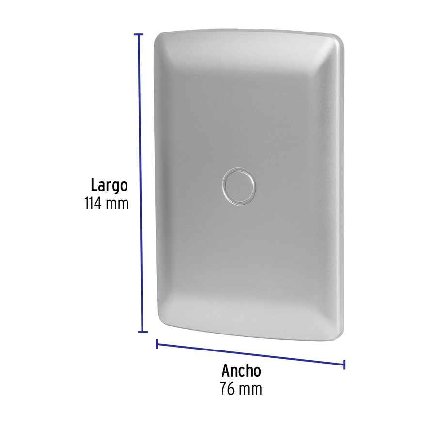 Placa de ABS ciega, línea italiana, color plata, Volteck Caja con 12, 46396