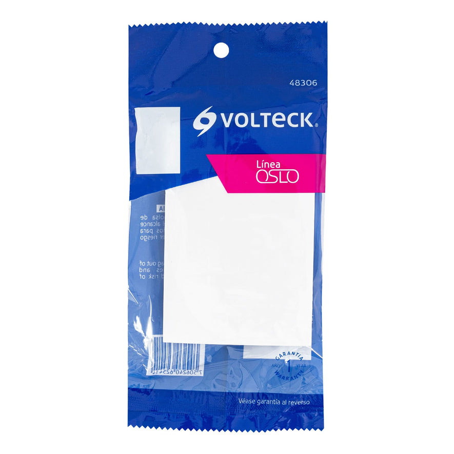 Placa de ABS ciega, línea Oslo, color blanco, Volteck Caja con 12, 48306