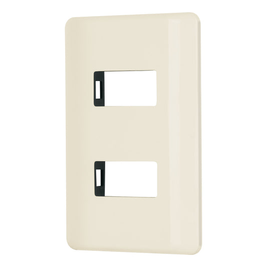 Placa 2 módulos, marfil, línea Volteck Basic Caja con 12, 27232