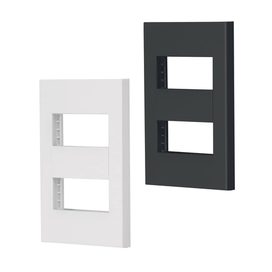Placa 2 ventanas, 1 módulo, línea Española, color negro Caja con 12, 47998