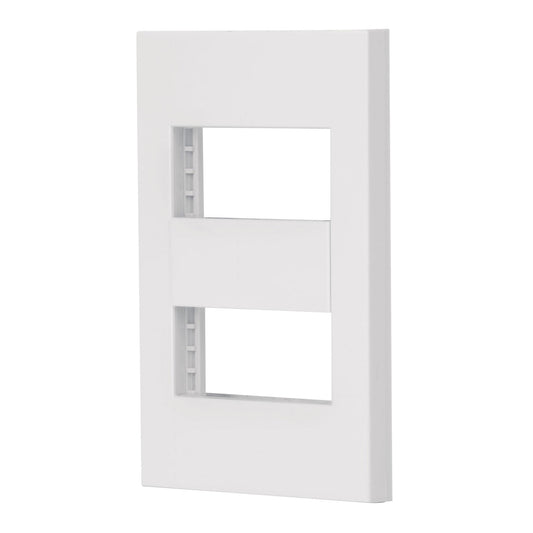 Placa 2 ventanas, 1 módulo, línea Española, color blanco Caja con 12, 47063