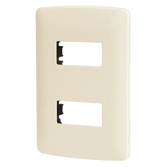 Placa 2 módulos de ABS, línea Italiana, color marfil Caja con 12, 48089