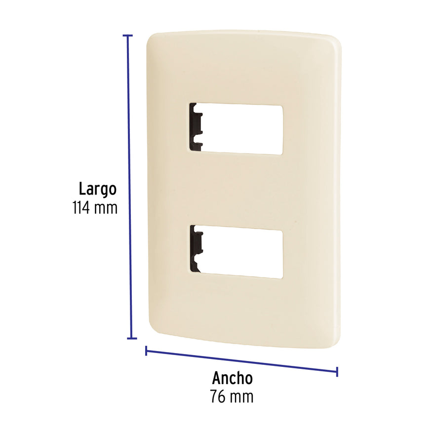 Placa 2 módulos de ABS, línea Italiana, color marfil Caja con 12, 48089