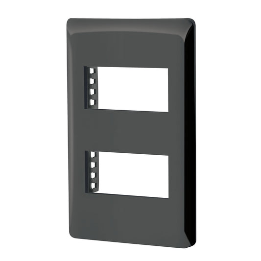 Placa negra de 2 ventanas 1 módulo, línea Lisboa, Volteck Caja con 12, 47870