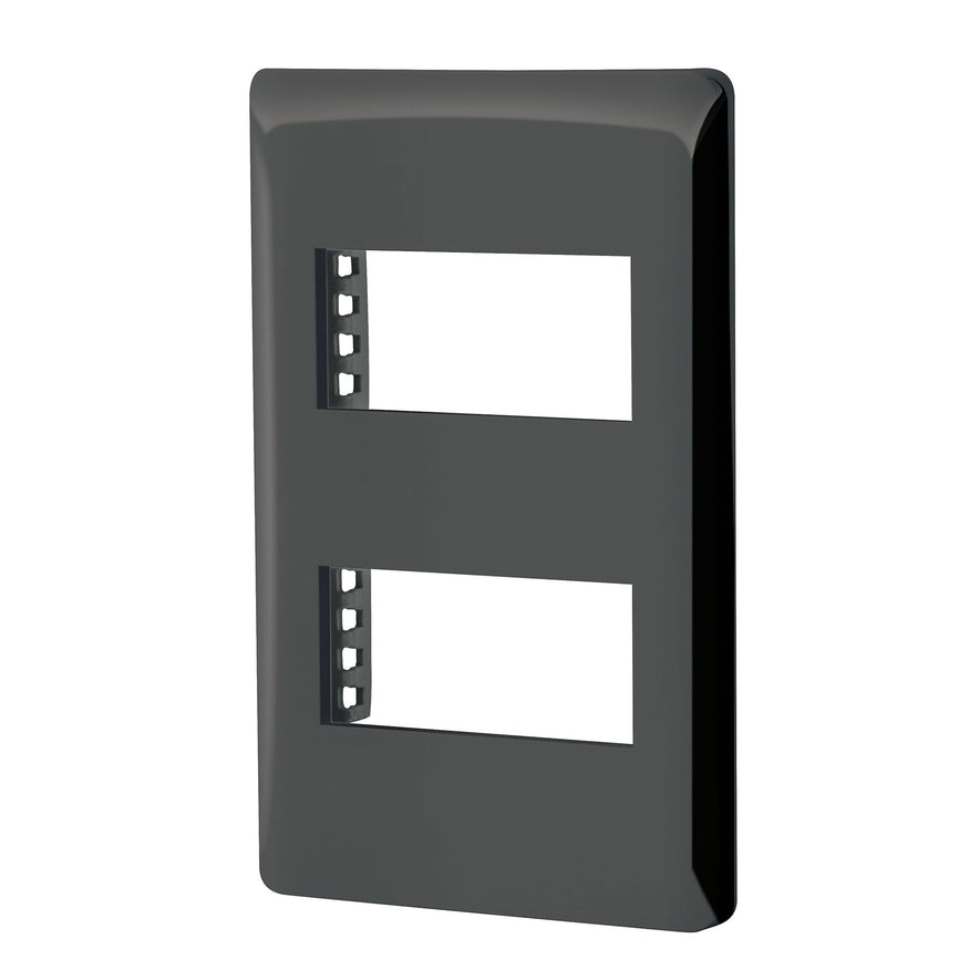 Placa negra de 2 ventanas 1 módulo, línea Lisboa, Volteck Caja con 12, 47870