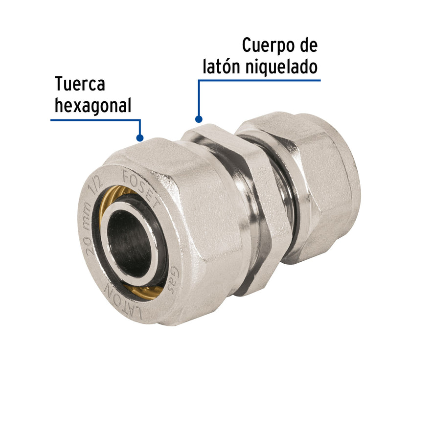 Cople de compresión reducido para PEALPE, 1/2' x 3/8', Foset Caja con 4, 45915