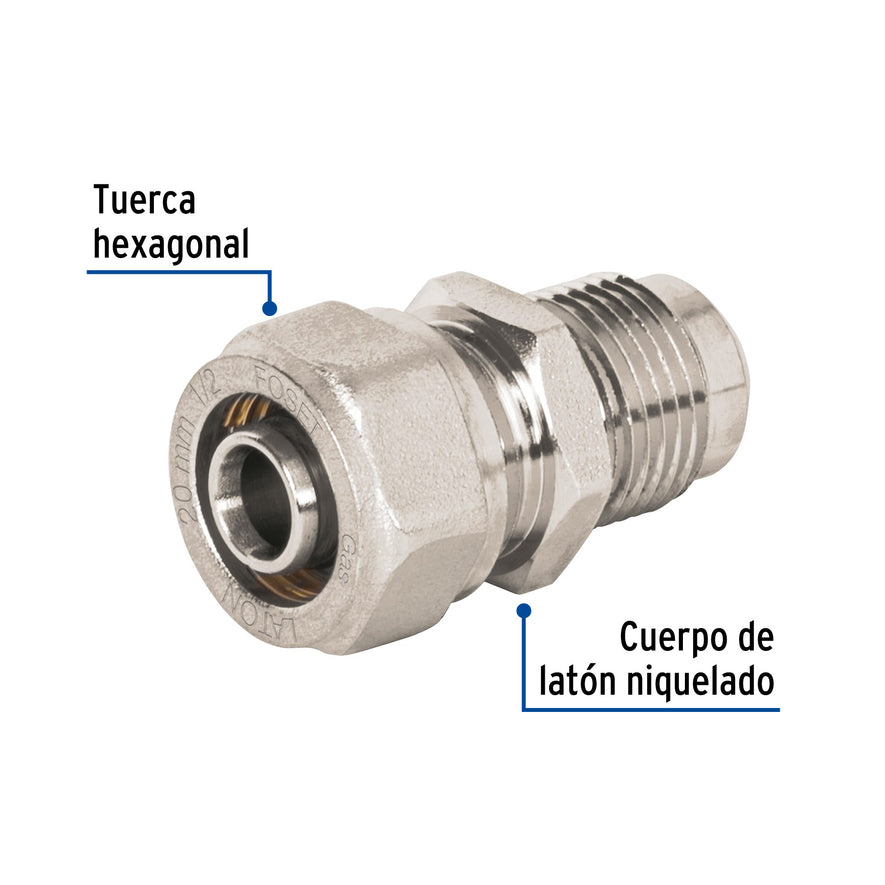 Conector para PEALPE, 1/2' a flare 3/8', Foset Caja con 4, 45942