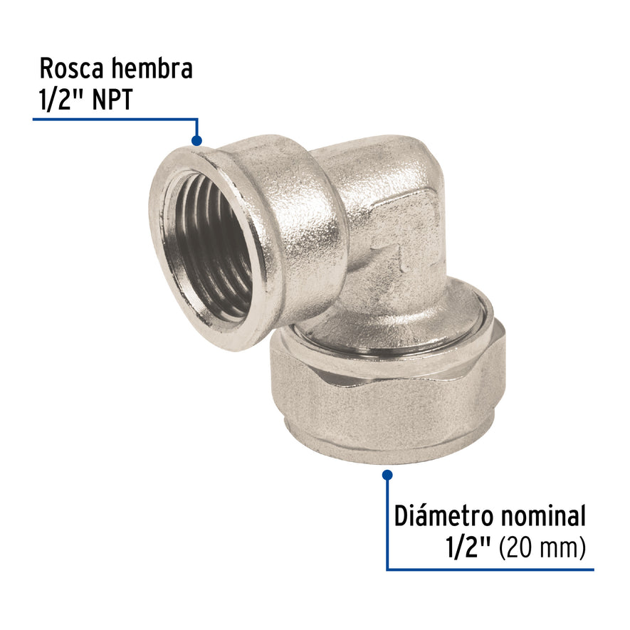 Codo 90° para PEALPE, 1/2', con rosca hembra, Foset Caja con 4, 45922
