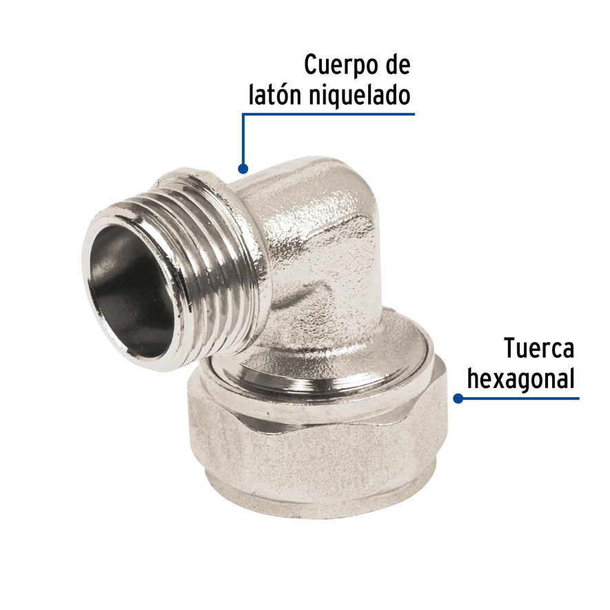Codo 90° para PEALPE, 1/2', con rosca macho, Foset Caja con 4, 45925