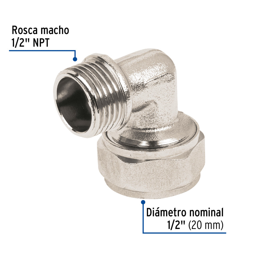 Codo 90° para PEALPE, 1/2', con rosca macho, Foset Caja con 4, 45925